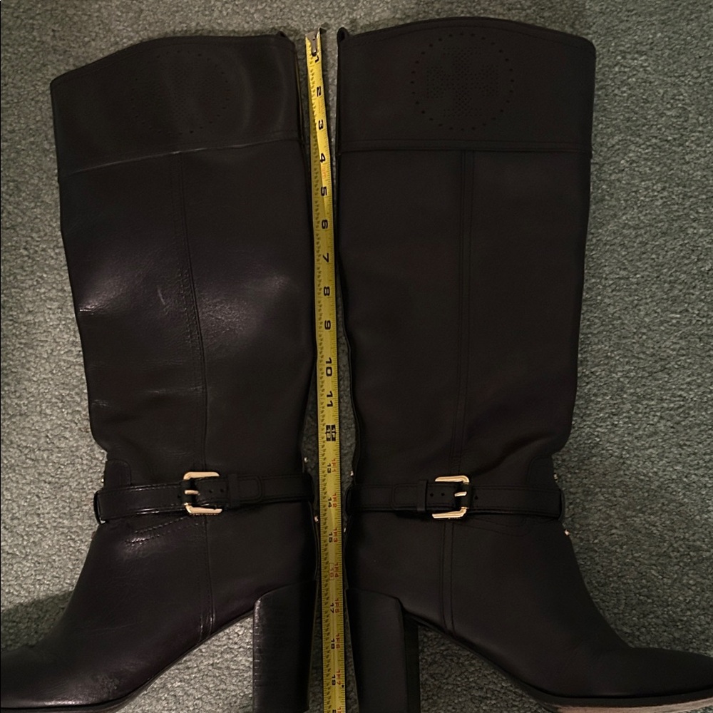 Tory Burch Daniella Leather High Black Riding Boots. 3.75” Heel. Size 10.5 - Picture 13 of 16